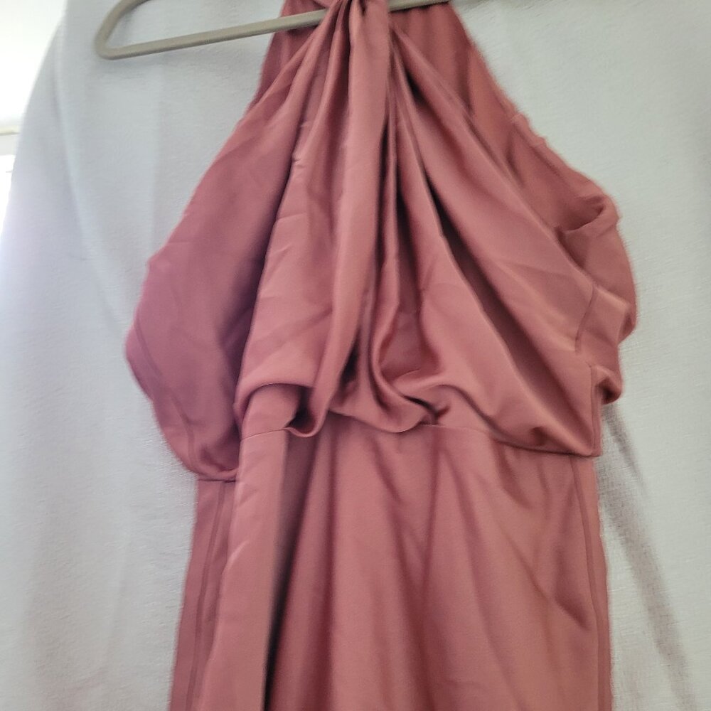 Bridesmaid dress - Asos ruched halter maxi dress in dusky rose